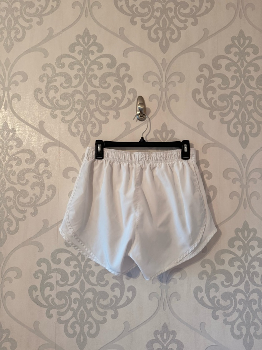 Nike Women's White Athletic Running Shorts with Reflective Swoosh - Picture 2 of 2